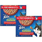 Felix 48x 85g Sensations Fleischvielfalt Gelee Felix Katzenfutter nass