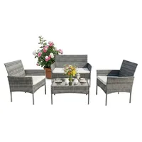 Rattan-Gartenmöbel-Set, 4-teilig, witterungsbeständig
