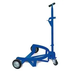 Fassroller CADDY aus Stahl, f. 200-l-Fässer, Tragkraft 250 kg, 2 Last-,1 Lenkrolle, Hebel-/Zugstange