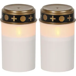 Star Trading LED Grablicht mit Timer | Grabkerzen mit Batterie | 2er Set | Weiß 2er-Set in Rot