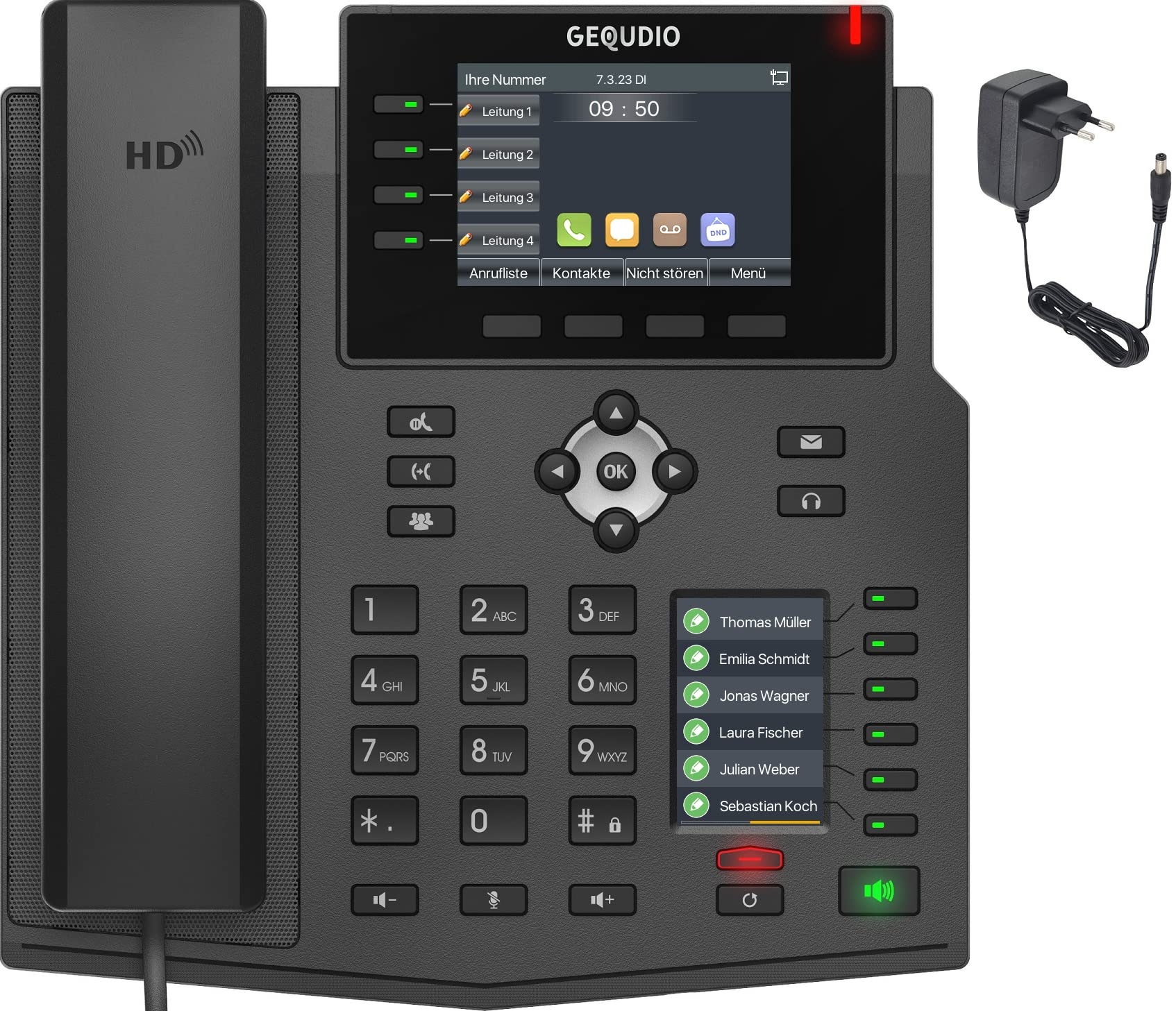 Gequdio GX5+ IP-Telefon Set mit Netzteil, Telefon