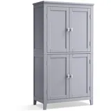 VASAGLE Badezimmerschrank mit 4 Türen 30 x 60 x 110 cm Taubengrau