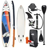 F2 Marken Stand Up Paddle Board Sport Touring SUP 12'2 + Kajak Zubehör Paket