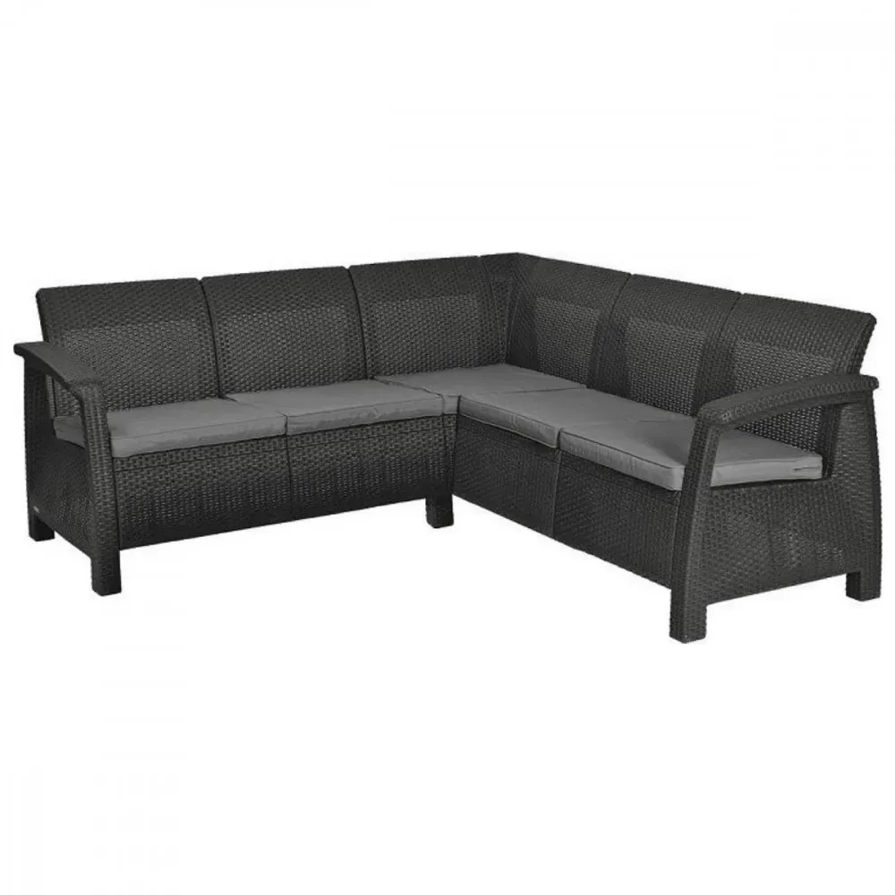 Korfu entspannen künstlichen Rattan Garten Ecke Set Graphit