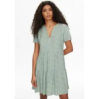 Only Damen Kurzes Bedrucktes Kleid 'ZALLY' - Weiß,Grün - (36)