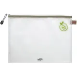 FolderSys Reißverschlussbeutel A4 transparent/taupe, weißer Reiß-