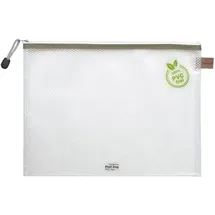 FolderSys Reißverschlussbeutel A4 transparent/taupe, weißer Reiß-