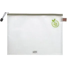 FolderSys Reißverschlussbeutel A4 transparent/taupe, weißer Reiß-