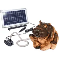 Esotec Solar Wasserspeier Set Nilpferd, Solarpumpe, Teichfigur Gartenfigur Gartenstatue, Tauchpumpe, Gartenbrunnen, Springbrunnen außen Outdoor, Vogeltränke H=26cm 101660
