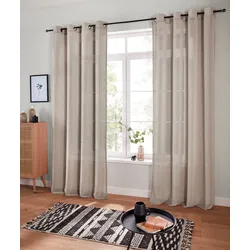 Gardine »Fiete«, (1 St.), Leinen Optik, monochrom, basic, pflegeleicht, verschiedene Größen, 70535659-6 beige