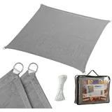 Relaxdays Sonnensegel, 3x3 m, HDPE, atmungsaktiv, Segel Garten & Balkon, Segeltuch Spannseile, quadratisch, dunkelgrau