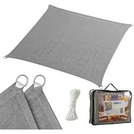 Relaxdays Sonnensegel, 3x3 m, HDPE, atmungsaktiv, Segel Garten & Balkon, Segeltuch Spannseile, quadratisch, dunkelgrau