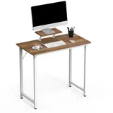 JEOBEST Computertisch Schreibtisch Laptoptisch, (1 Tisch, 80x40cm), Bürotisch mit Monitorständer,Stabiler Pc Tisch braun