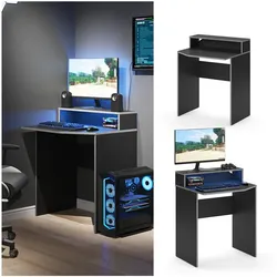 Vicco Computertisch Schreibtisch Arbeitstisch Kron Schwarz Grau 70x87 modern Monitorempore Bürotisch PC-Tisch Arbeitszimmer Homeoffice Büromöbel Computermöbel Ablage Aufbewahrung