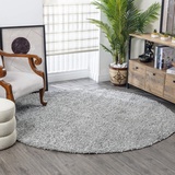 Surya Home Flauschiger Teppich Rund - Shaggy Teppich für Wohnzimmer, Schlafzimmer, Berber Abstrakter Langflor Hochflor Teppich Grau flauschig - Teppich Rund 120cm Carpet in Grau