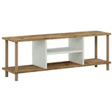 [en.casa] TV Schrank Ærøskøbing mit 2 Ablagefächern TV Bank 43 x 120 x 29 cm Fernsehtisch mit 2 Staufächern Lowboard TV Möbel Fernsehschrank Holzoptik/Weiß