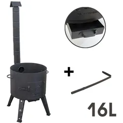 Utschak für Kasan 16 L Stahl Ø 438 mm mit Schüreisen und Schornstein