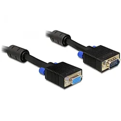 Delock 5m VGA Cable, 5 m, VGA (D-Sub), VGA (D-Sub), Schwarz, Männlich/Weiblich