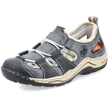 Rieker Damen Slipper L0561, Frauen Slip On,lose Einlage,Slipper,Mokassins,Slides,Schlupfschuhe,schluepfschuhe,Loafer,blau (14),39 EU / 6 UK