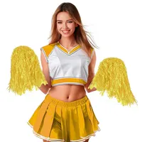 Fiestas Guirca Kostüm, Sportlicher Karnevalstaumel Cheerleader Pom Poms Kostüm Zubehӧr Erwa gelb