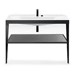 Duravit XViu Möbelwaschtisch-Kombination XV4717OB189 120 x 48 cm, 1 Hahnloch, flannel grey hochglanz, mit Metallkonsole, champagner matt