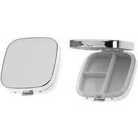 Pillendose (3 Fächer) | Silber Plated versilbert | 6x6x1,5 cm | Edles Reise-Etui | Kompakt & Diskret | Geschenk