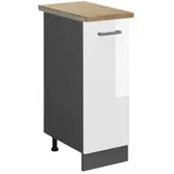 Vicco Apothekerschrank R-Line, 30 cm , AP Eiche Weiß Hochglanz, Anthrazit, Holzwerkstoff, Rechteckig, 30x81.6x60 Küchen, Küchenmöbel, Küchenschränke, Apothekerschränke