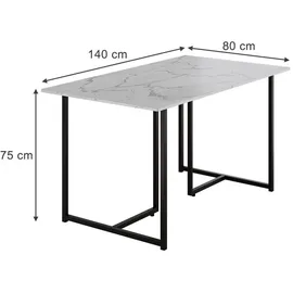 Vicco Merido 140 x 80 cm schwarz/marmor-weiß