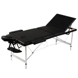 vidaXL Massagetisch mit Aluminiumrahmen, faltbar 3 Zonen Schwarz