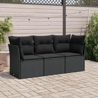 Festnight Gartensofa Rattan Sofa mit Stauraum Balkon Sofa 3 Sitzer Lounge Sofa Outdoor Rattansofa 3er Balkon Lounge Klein Balkonmöbel Couch Gartenlounge Gartenmöbel Polyrattan