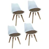 HTI-Living Esszimmerstuhl 4er Set Design-Stühle mit Sitzpolster (Set, 4 St), Esszimmerstuhl Kunststoffschale Samtbezug Holzfüße braun|weiß