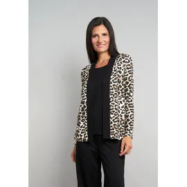 Seidel Moden Shirtjacke SEIDEL MODEN "Exklusiv bei OTTO", Damen, Gr. 40, beige, Jersey, Obermaterial: 96% Viskose, 4% Elasthan, Basic, lässig geschnitten hüftbedeckend, Rundhals, Shirts Shirtjacke, 2 in 1 Optik mit Animal-Leo-Print - MADE IN GERMANY