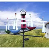 J.W. Windspiel Schiffskarussell mit Leuchturm und Solarbeleuchtung