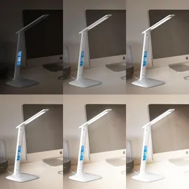 Brandson Schreibtischlampe, Dimmbar, Farbwechsel, Temperatur-, Alarm- & Kalenderfunktion, LED Tischlampe -