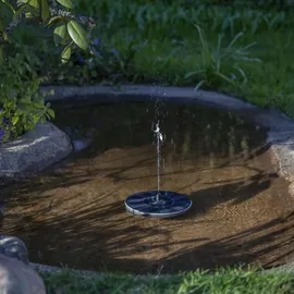 Star Trading 482-82 LED-Solar-Wasserfontäne 'Fountain' Kunststoff, schwarz, RGB-LED, ca. 10x16 cm, 5 verschiedene Aufsätze, Akku, Dämmerungssensor,