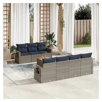 vidaXL Gartensofa-Set 8-tlg. grau Polyrattan