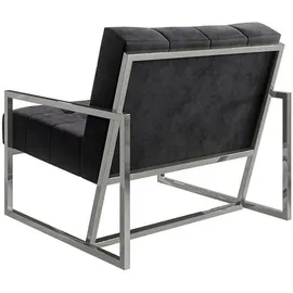 s-style möbel Loungesessel Mit Silber, Metall Füßen, Schwarz, Samtstoff