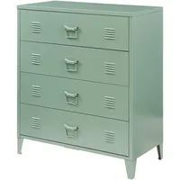 [en.casa] Metallschrank Hämeenlinna mit 4 Schubladen 80x40x92 cm Mattgrün
