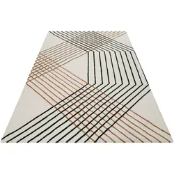 Teppich ESPRIT "Bass", beige, B:70cm H:0,8mm L:140cm, Polyester, Teppiche, modern, nachhaltig, handgetuftet, Linien Muster, Wohn-, Schlafzimmer