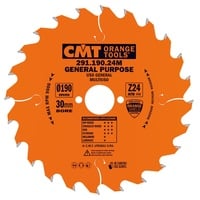 CMT Orange Tools Kreissägeblatt HW 190 x 2,6 / 1,6 x 30 Z=24 10° ATB - 291.190.24M - für Längs- und Querschnitte