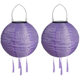 Yeehliny Solar Lampions Außen Wetterfest Solarlampiongs Outdoor Hängend Solar Lampion mit Quasten, 30cm Papierlaterner Aus Nylon, Solar Laterne Solarlampen für Außen Garten Balkon (2pcs/Lila)