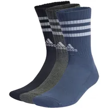 adidas 3-Streifen Cushioned Crew Socken 3er Pack Blau/Grau 34-36