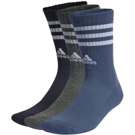 adidas 3-Streifen Cushioned Crew Socken 3er Pack Blau/Grau 34-36