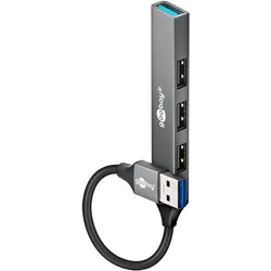 Goobay Slim 4-Port USB-Hub, USB-A auf USB-A, USB 3.2 - USB-A-Stecker (USB 3.2) > 1x USB-A-Buchse (USB 3.2), 3x USB-A-Buchse (USB 2.0)