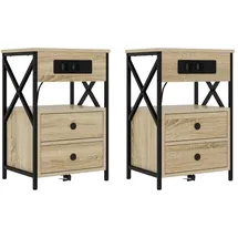 vidaXL Nachtschrank 2 pcs 40 x 31 x 60 cm Beige