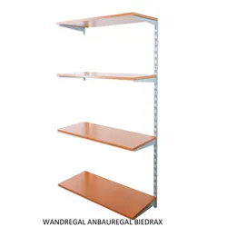 Wandregal - Anbauregal 35 x 60 x 150 cm, Farbe silber - 4 Fachboden Kirsche