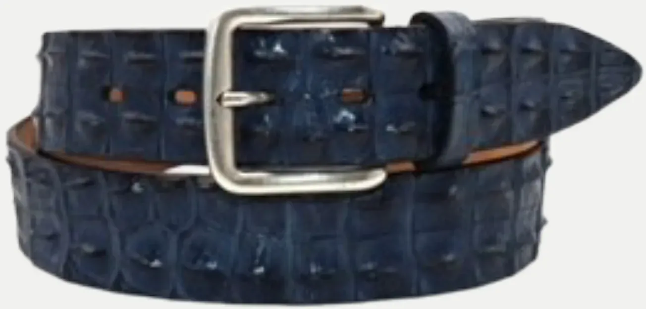 4cm breiter Gürtel aus Krokoleder Blau 110