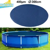 RAMROXX 400μm Pool Solarplane Poolheizung Solarfolie Abdeckung Rund Blau Schwarz 366cm