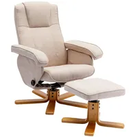 Svita Charles Relaxsessel Hocker Sessel Beige Fernsehsessel Drehsessel Polyester