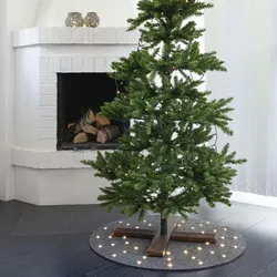 LED Weihnachtsbaumdecke Baumteppich Baumrock Filz 48LED beleuchtet D: 80cm grau